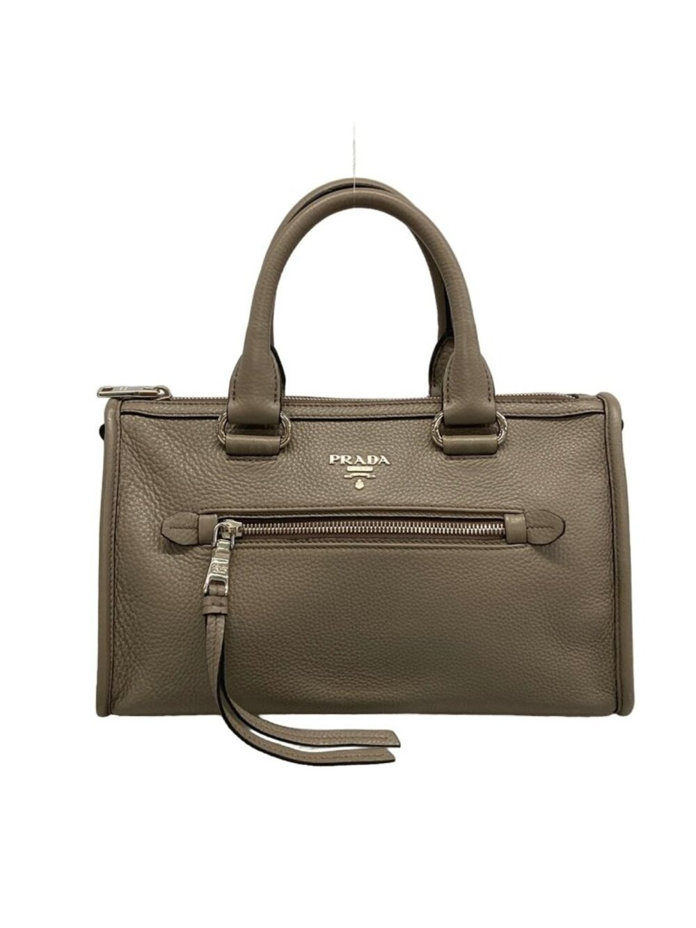 Prada Handbag Gray Beige Leather
